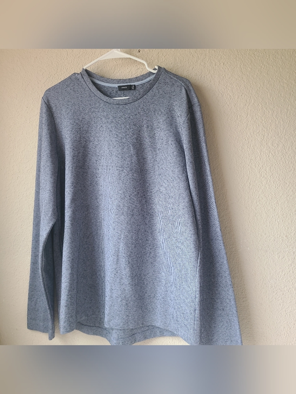 Vince Men's Long Sleeve Crewneck Sweater Heather Blue Gray Size L